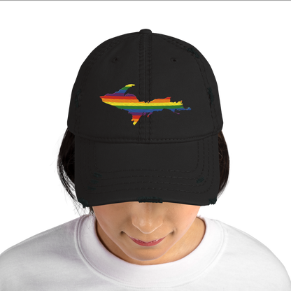 Michigan Upper Peninsula Distressed Dad Hat (Pride Edition)