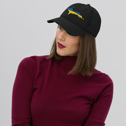 Michigan Upper Peninsula Distressed Dad Hat (Ukraine Edition)