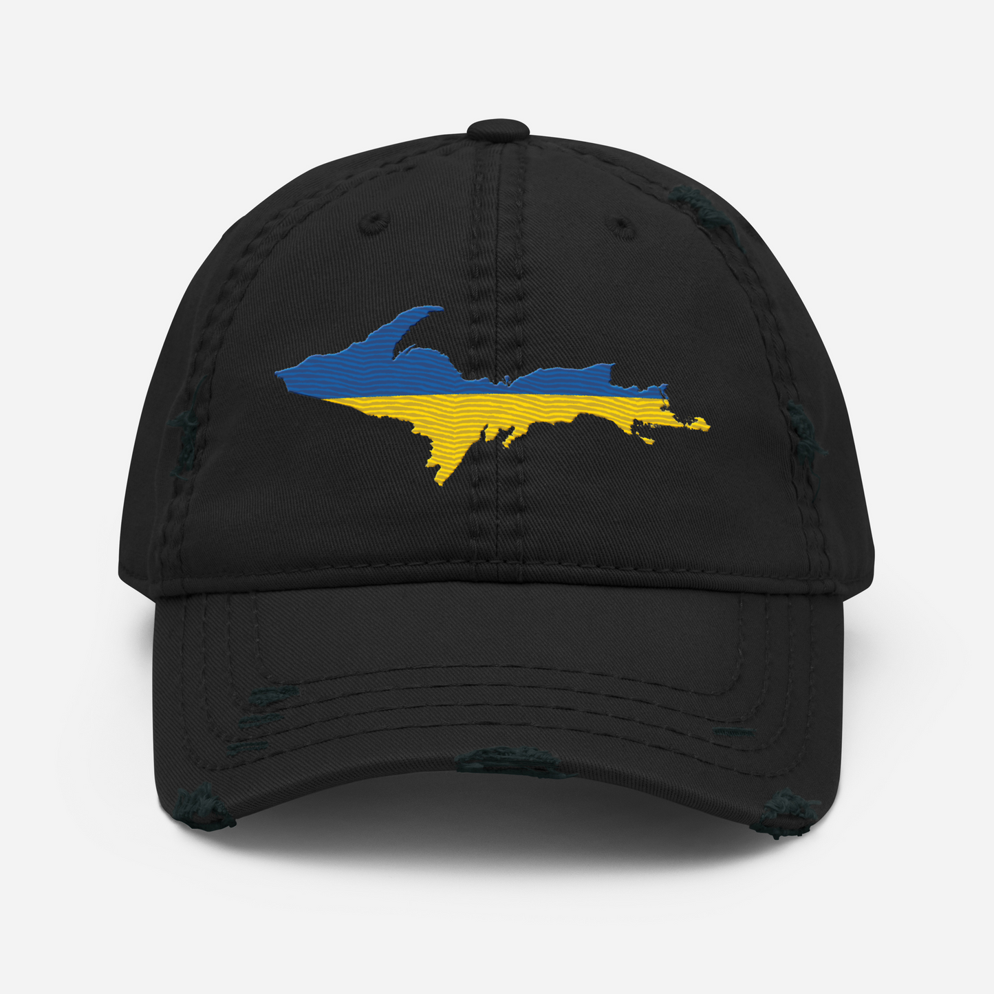 Michigan Upper Peninsula Distressed Dad Hat (Ukraine Edition)