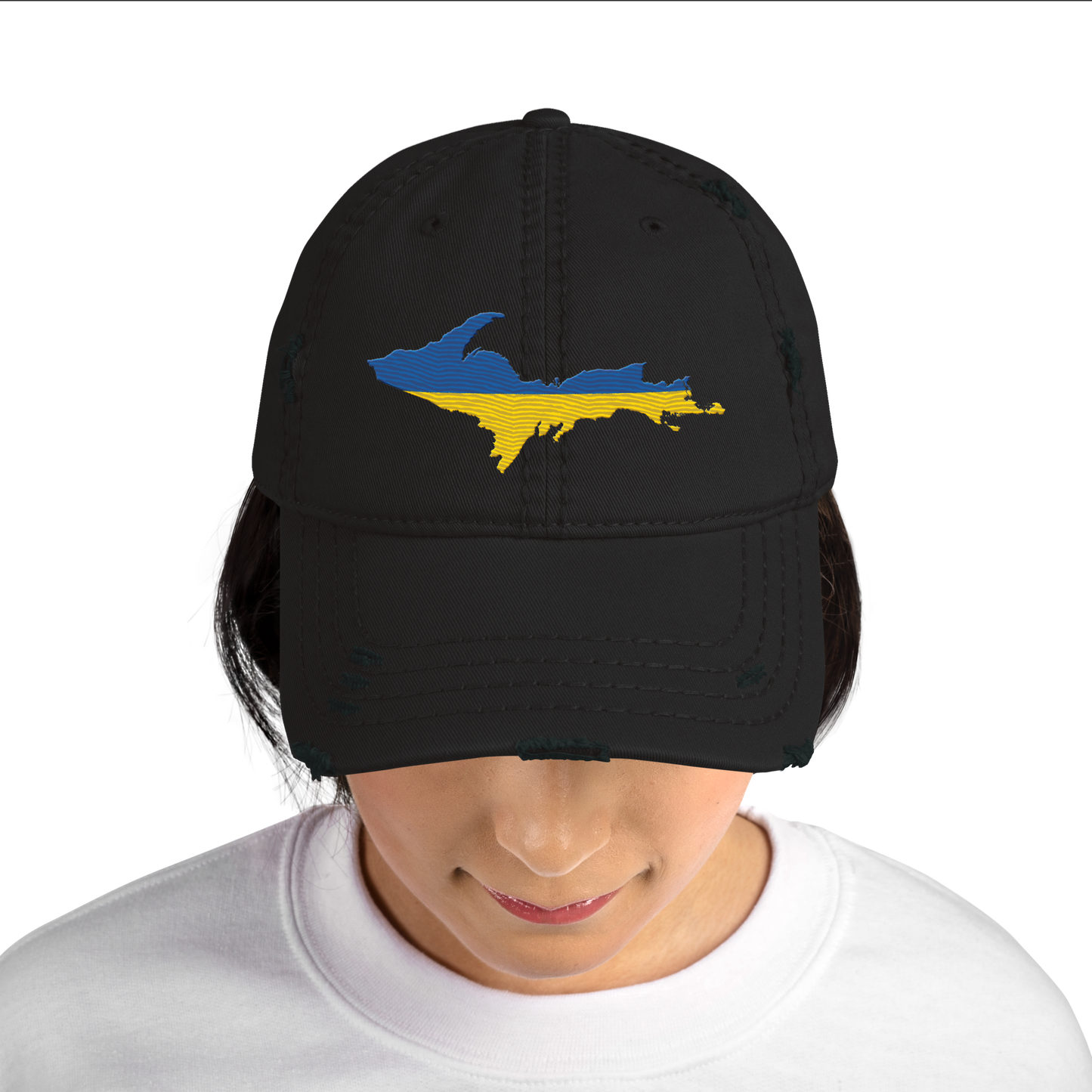 Michigan Upper Peninsula Distressed Dad Hat (Ukraine Edition)