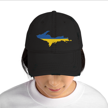 Michigan Upper Peninsula Distressed Dad Hat (Ukraine Edition)