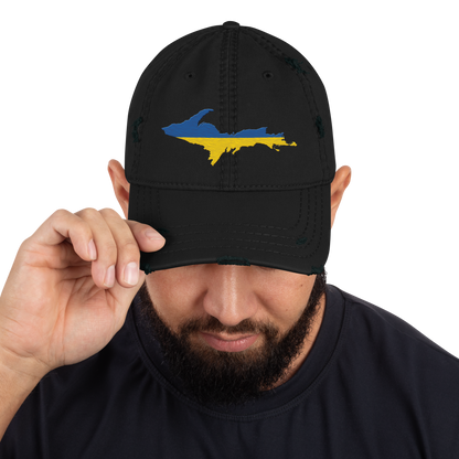 Michigan Upper Peninsula Distressed Dad Hat (Ukraine Edition)