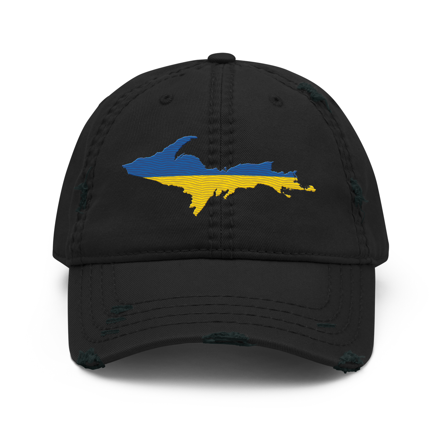 Michigan Upper Peninsula Distressed Dad Hat (Ukraine Edition)