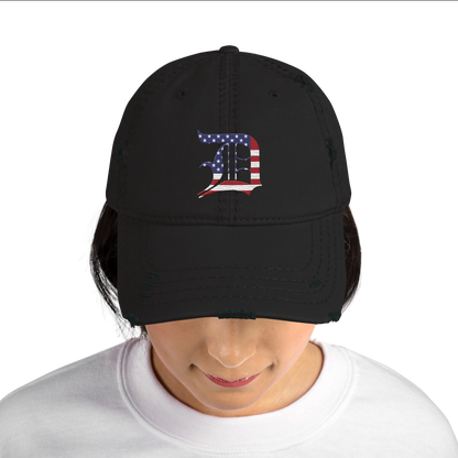 Detroit 'Old English D' Distressed Dad Hat (Patriotic Edition)