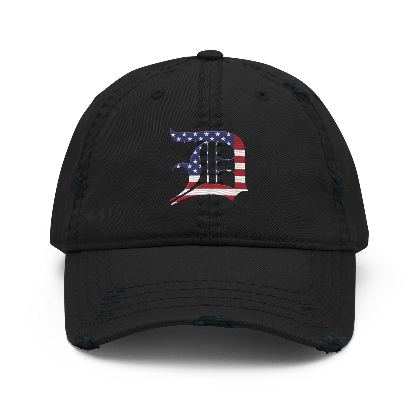 Detroit 'Old English D' Distressed Dad Hat (Patriotic Edition)