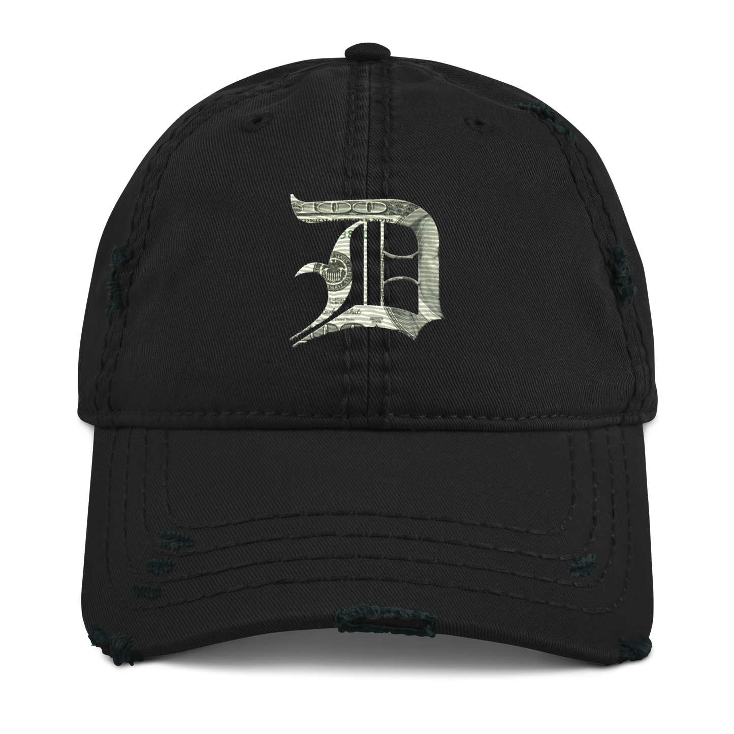 Detroit 'Old English D' Distressed Dad Hat (Benjamins Edition)