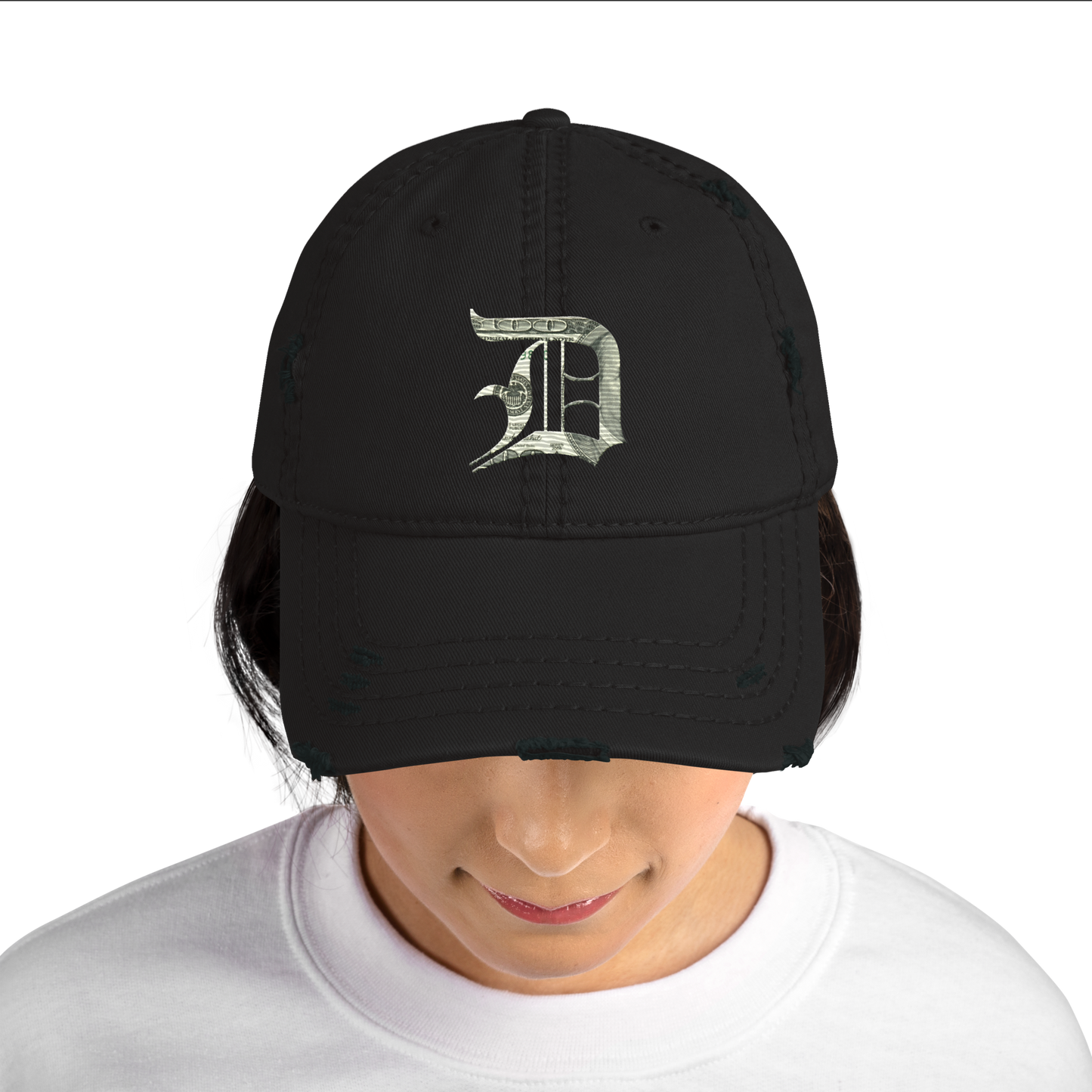 Detroit 'Old English D' Distressed Dad Hat (Benjamins Edition)