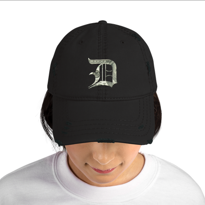 Detroit 'Old English D' Distressed Dad Hat (Benjamins Edition)