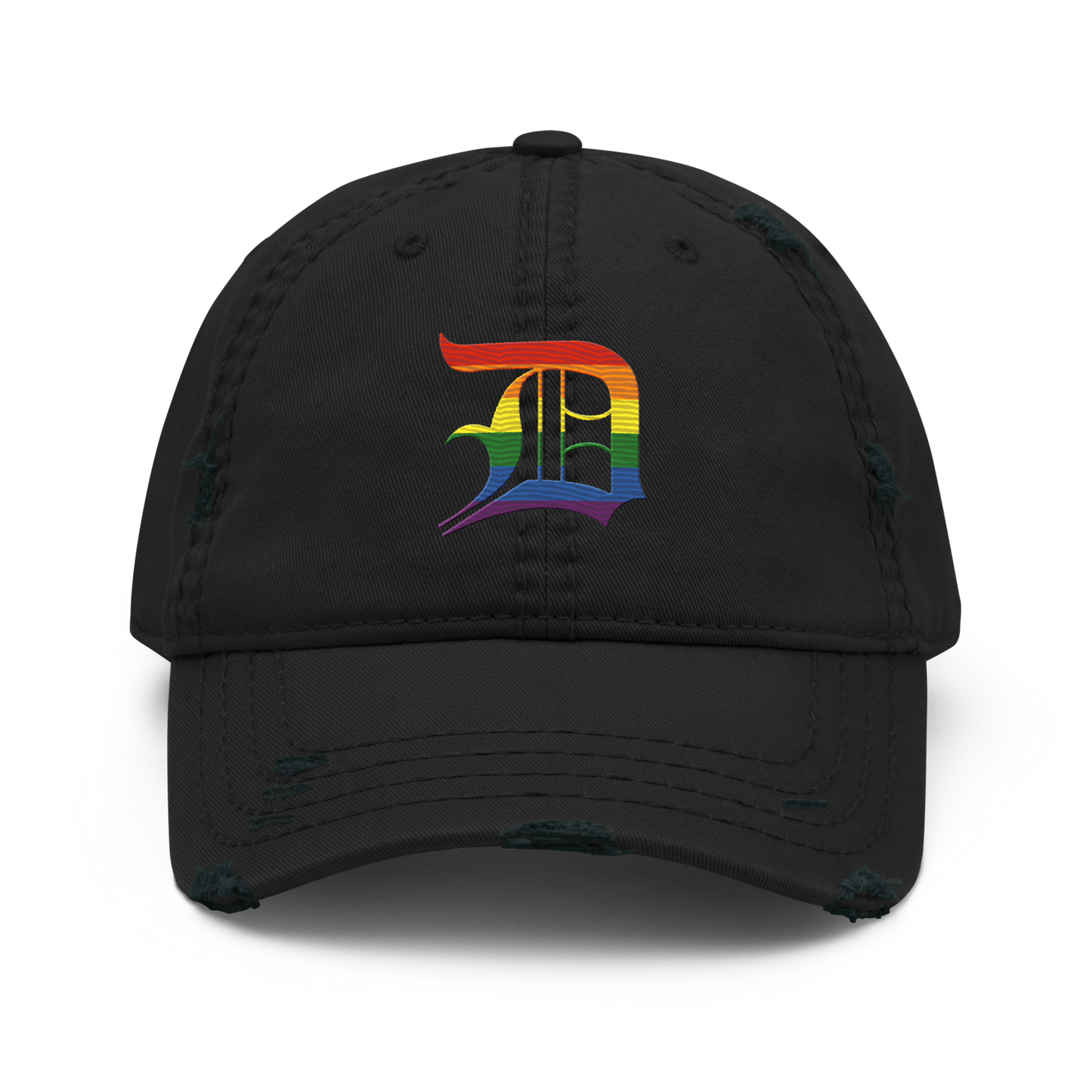 Detroit 'Old English D' Distressed Dad Hat (Rainbow Pride Edition)