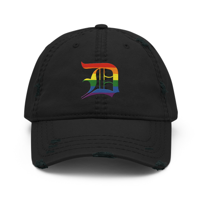 Detroit 'Old English D' Distressed Dad Hat (Rainbow Pride Edition)