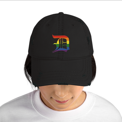Detroit 'Old English D' Distressed Dad Hat (Rainbow Pride Edition)