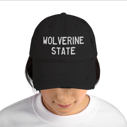 'Wolverine State' Distressed Dad Hat (Licence Plate Font)