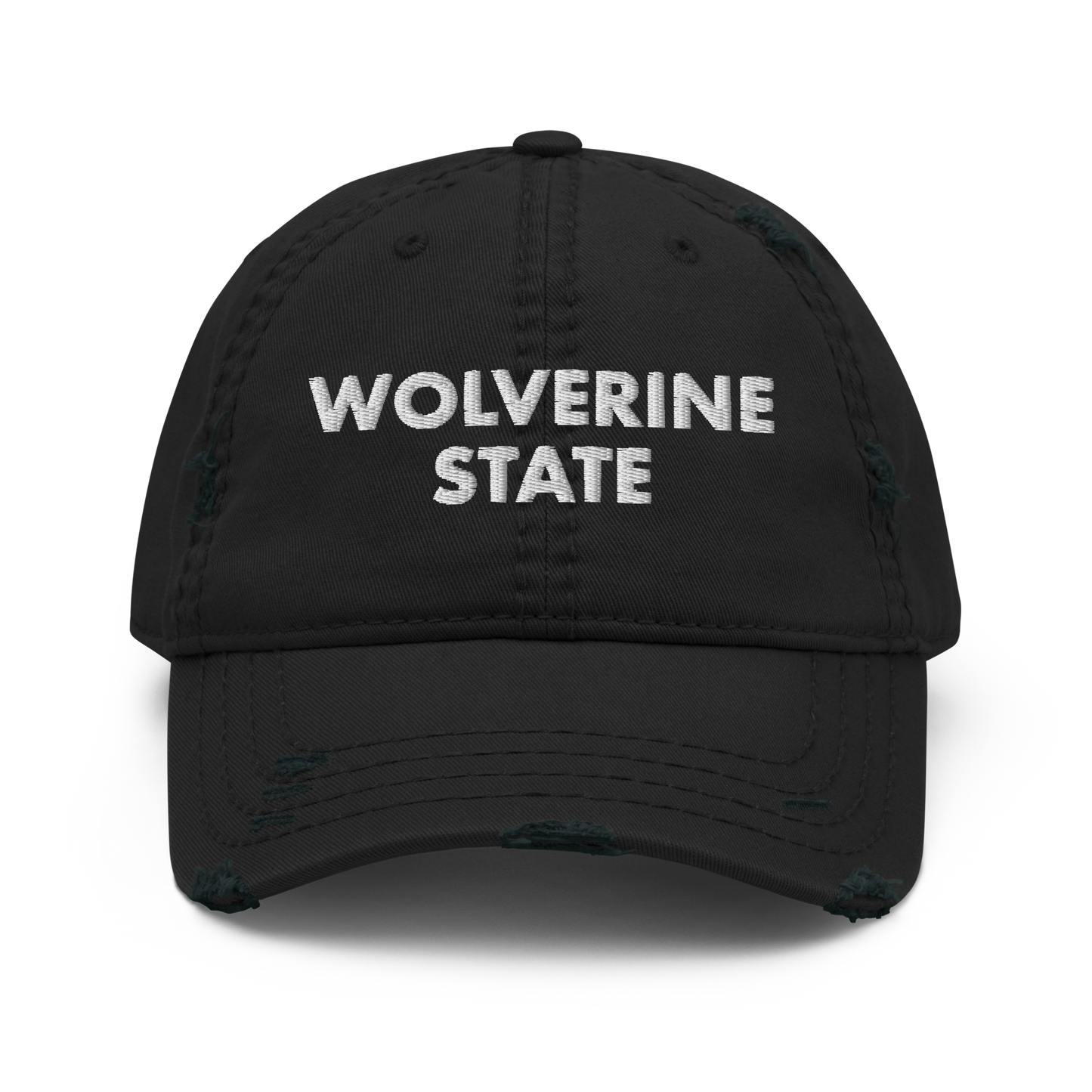 'Wolverine State' Distressed Dad Hat (Geometric Sans Font)