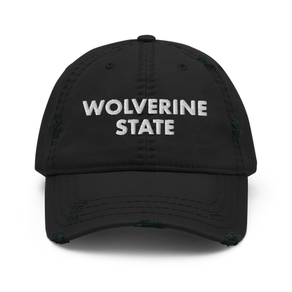 'Wolverine State' Distressed Dad Hat (Geometric Sans Font)