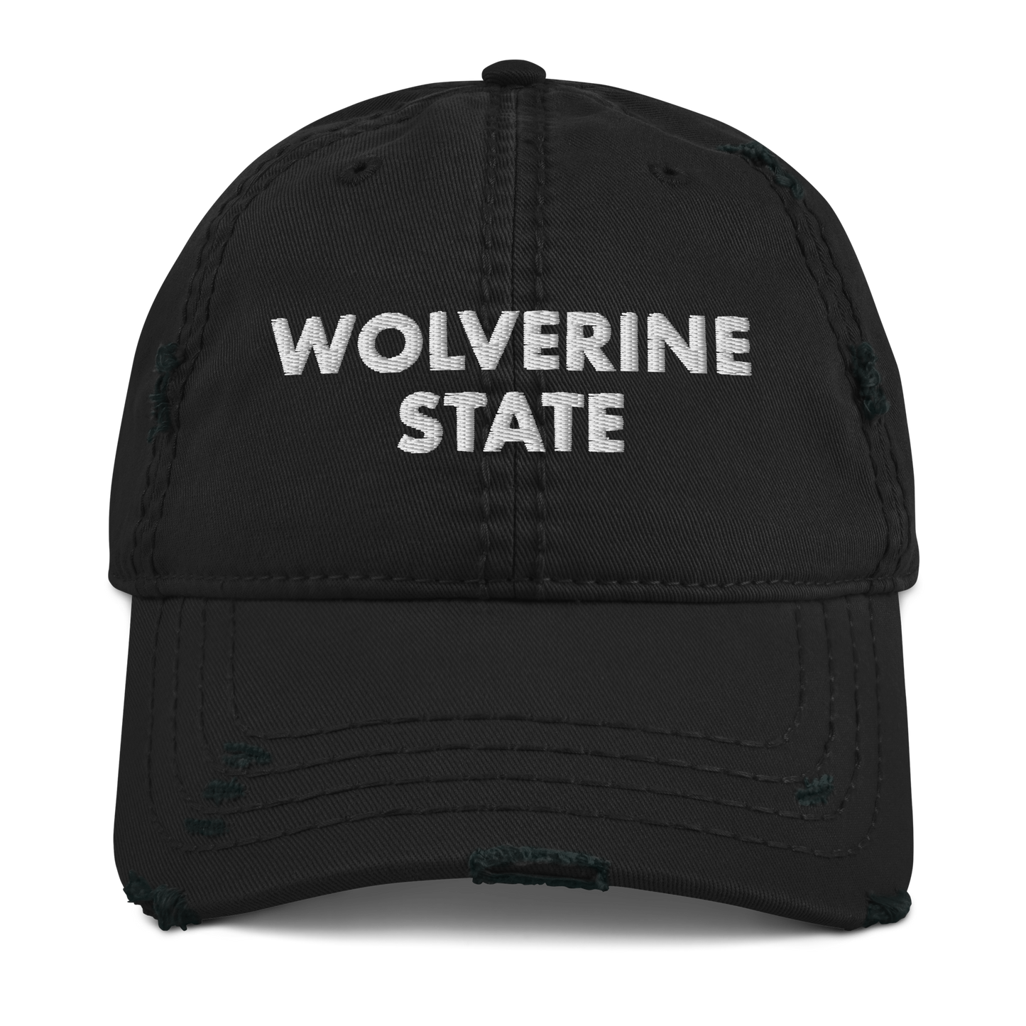 'Wolverine State' Distressed Dad Hat (Geometric Sans Font)