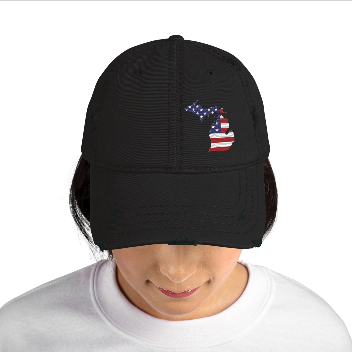 Michigan Distressed Dad Hat (w/ MI USA Flag)