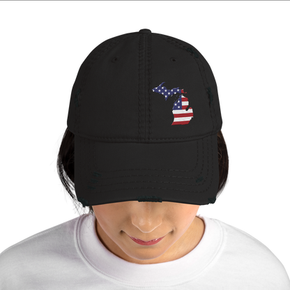 Michigan Distressed Dad Hat (w/ MI USA Flag)