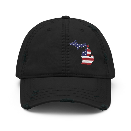 Michigan Distressed Dad Hat (w/ MI USA Flag)