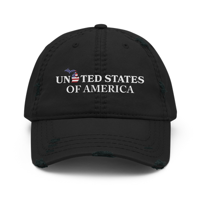 Michigan 'United States of America' Distressed Dad Hat