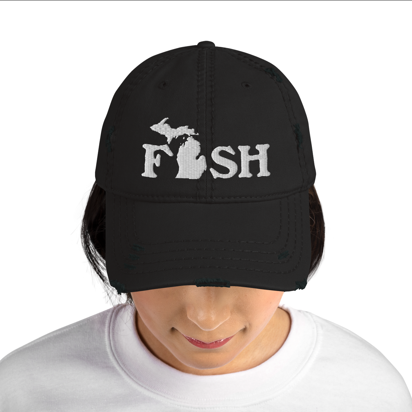 Michigan 'Fish' Distressed Dad Hat