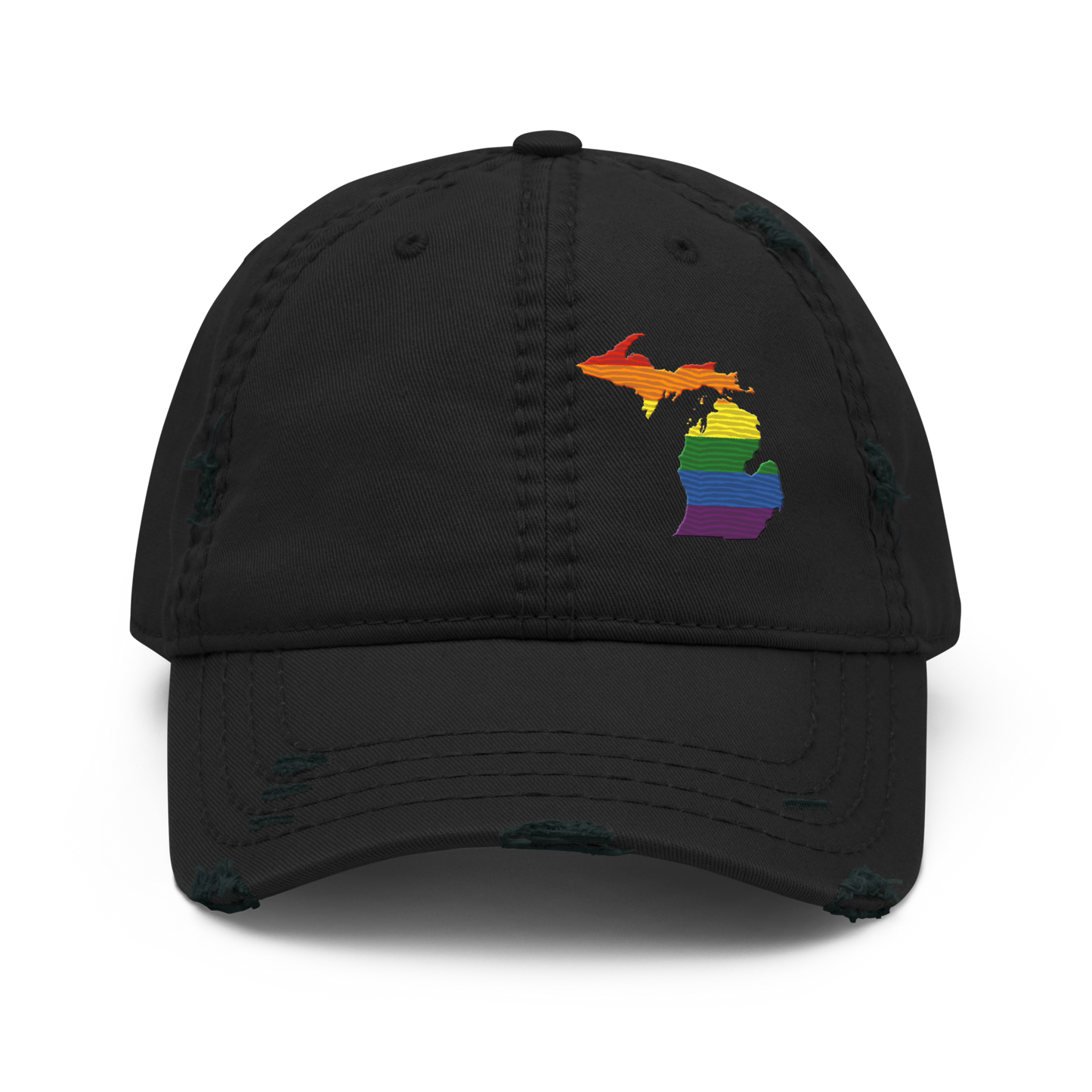 Michigan Distressed Dad Hat (Rainbow Pride Edition)