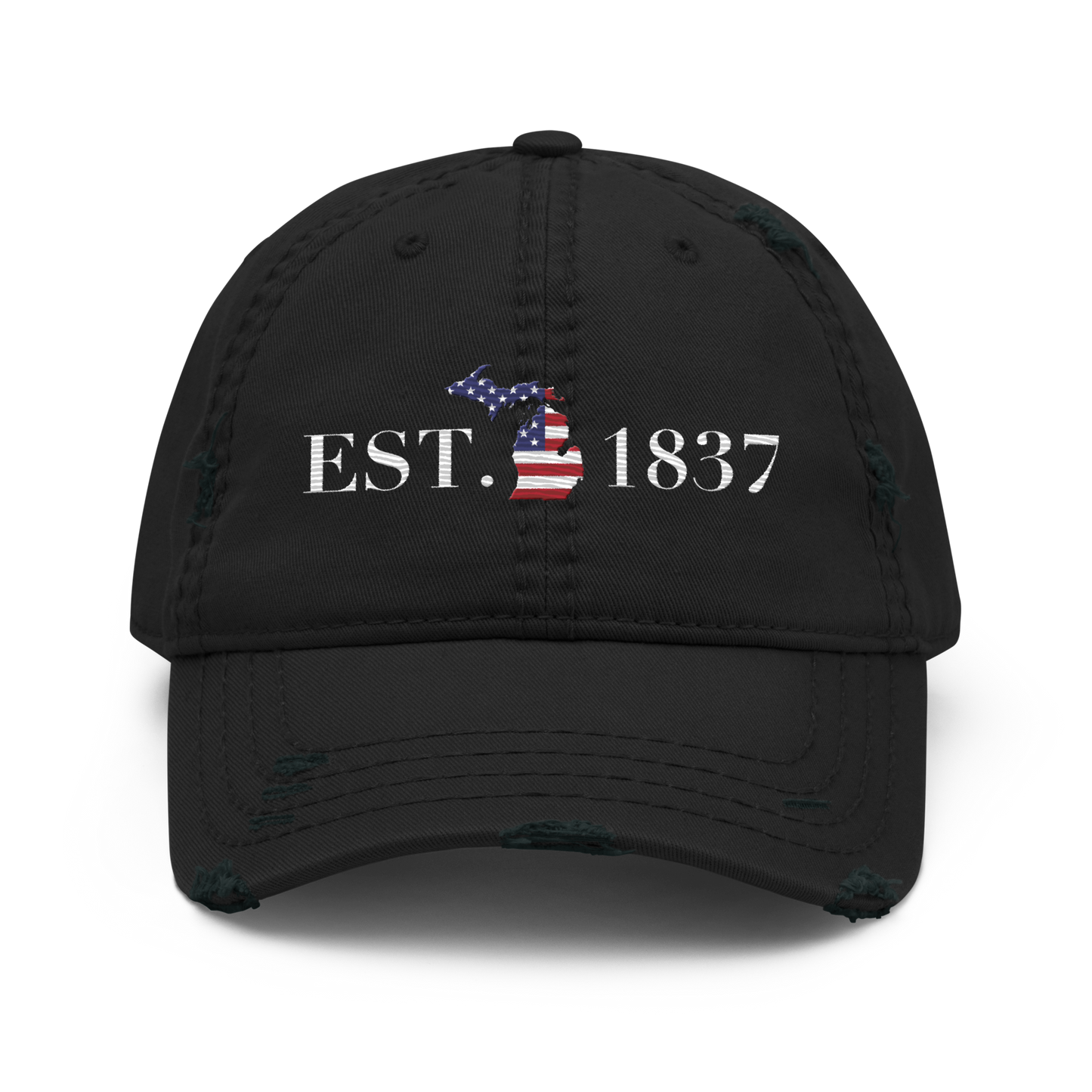 Michigan 'EST 1837' Distressed Dad Hat (Patriot Edition)