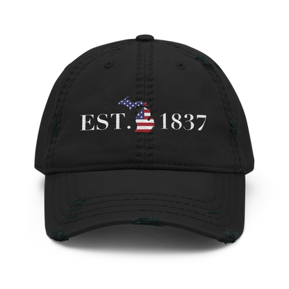 Michigan 'EST 1837' Distressed Dad Hat (Patriot Edition)