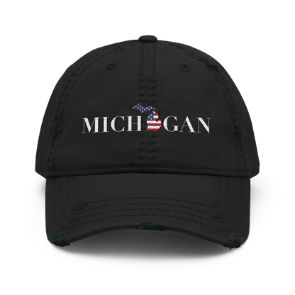 'Michigan' Distressed Dad Hat (Didone Patriot Edition)