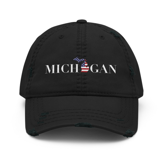 'Michigan' Distressed Dad Hat (Didone Patriot Edition)