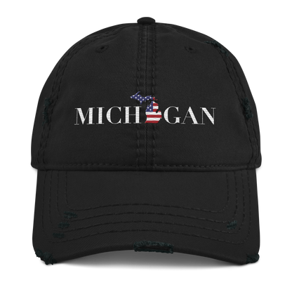 'Michigan' Distressed Dad Hat (Didone Patriot Edition)