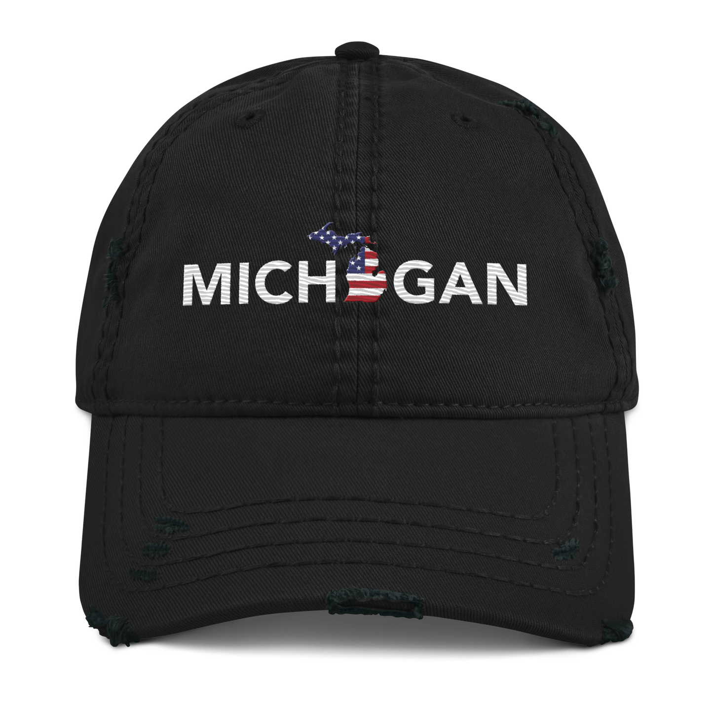 'Michigan' Distressed Dad Hat (Sans Font Patriot Edition)