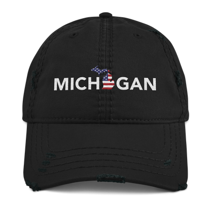 'Michigan' Distressed Dad Hat (Sans Font Patriot Edition)