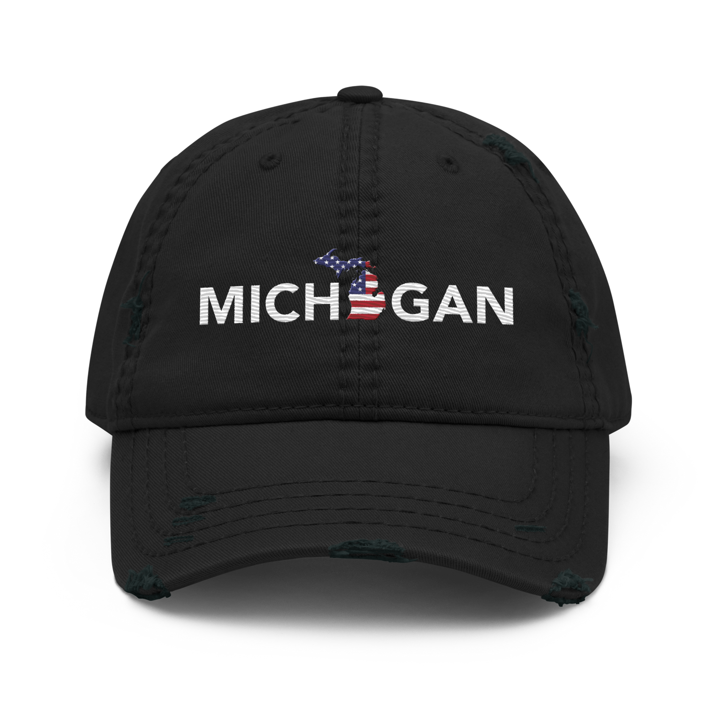 'Michigan' Distressed Dad Hat (Sans Font Patriot Edition)