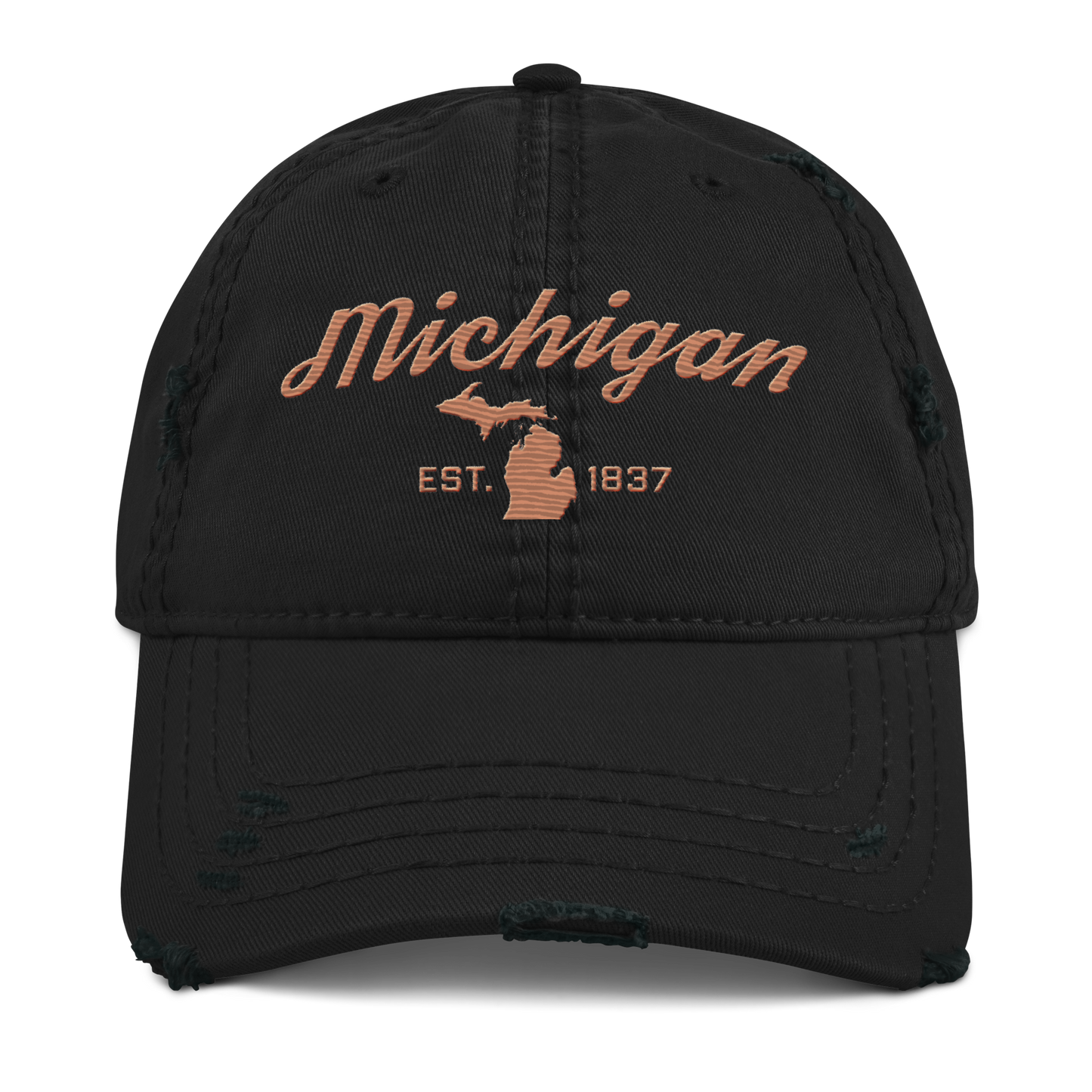 'Michigan EST. 1837' Distressed Dad Hat (Script Font) | Copper