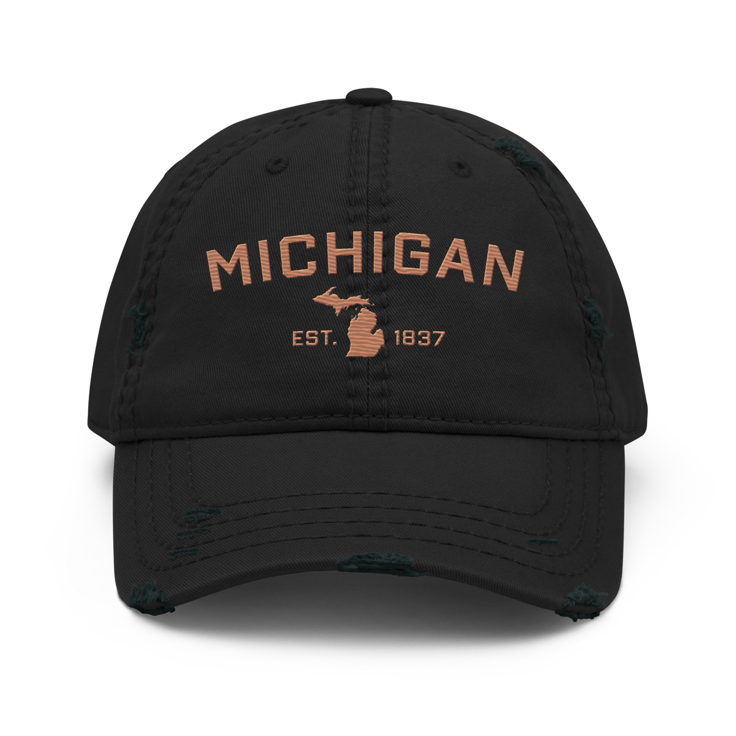 'Michigan EST. 1837' Distressed Dad Hat (Athletic Font) | Copper