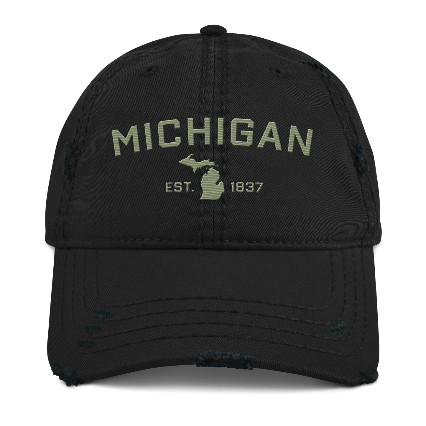 'Michigan EST. 1837' Distressed Dad Hat (Athletic Font) | Beachgrass Green