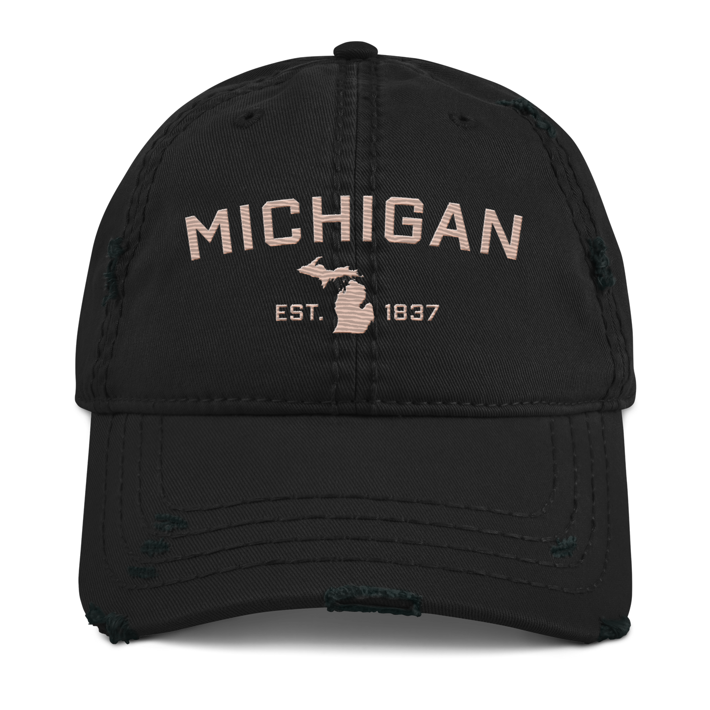 'Michigan EST. 1837' Distressed Dad Hat (Athletic Font) | Rose Gold