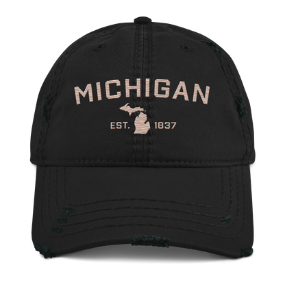 'Michigan EST. 1837' Distressed Dad Hat (Athletic Font) | Rose Gold