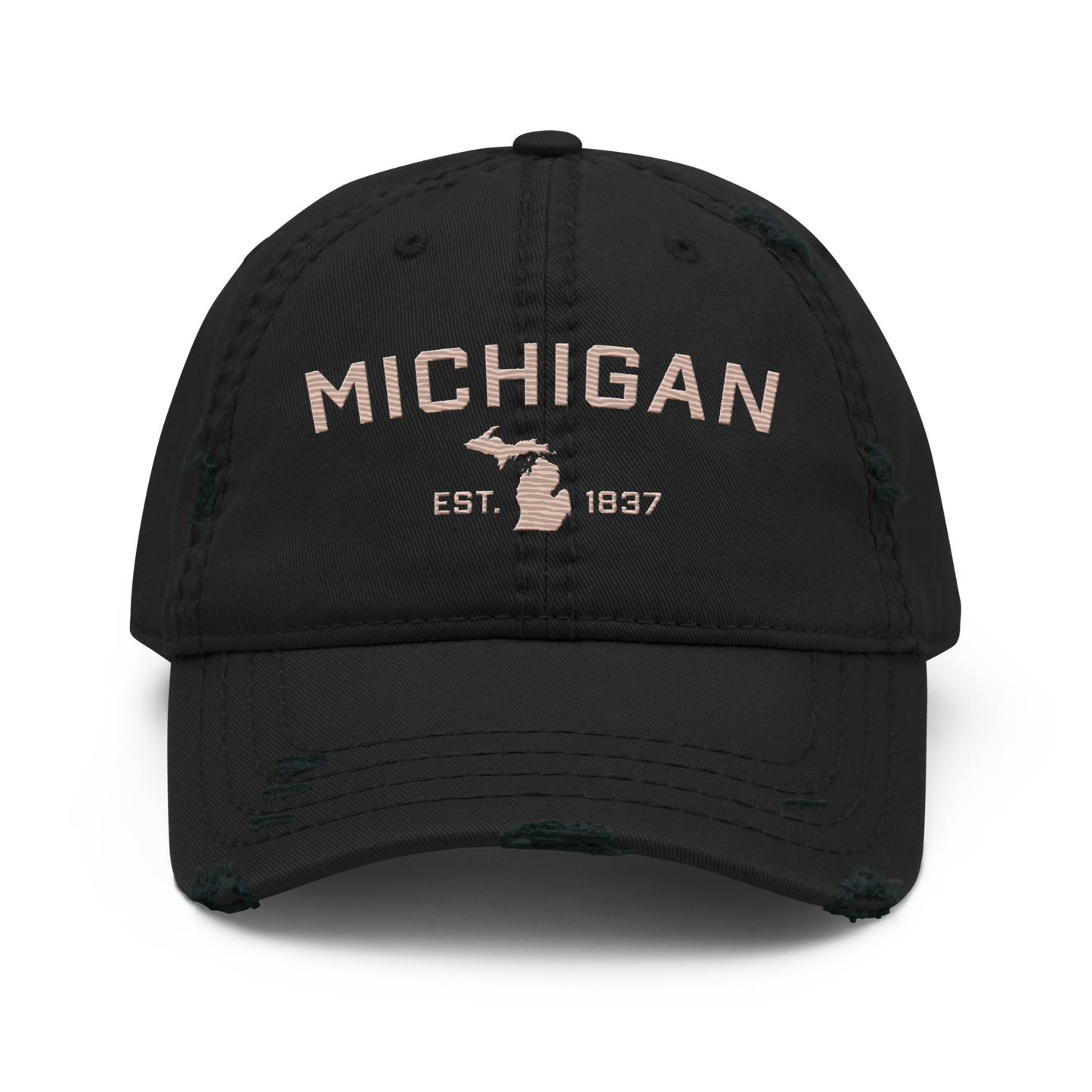 'Michigan EST. 1837' Distressed Dad Hat (Athletic Font) | Rose Gold