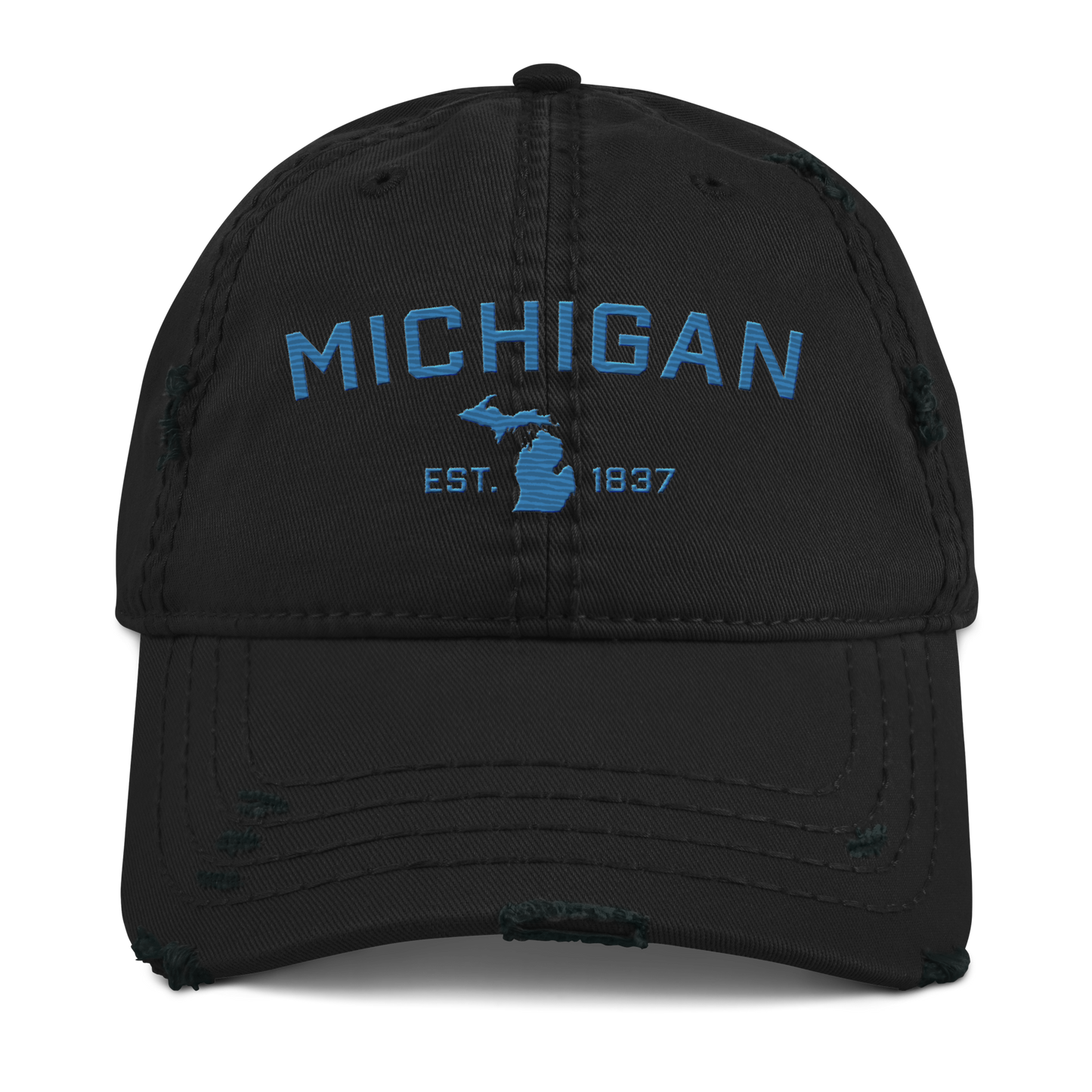 'Michigan EST. 1837' Distressed Dad Hat (Athletic Font) | Superior Blue