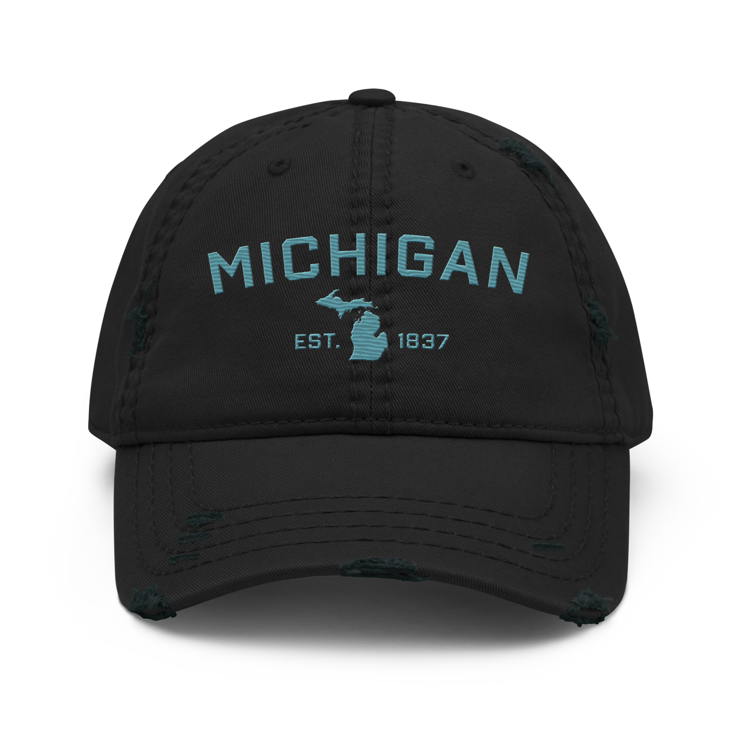 'Michigan EST. 1837' Distressed Dad Hat (Athletic Font) | Huron Blue