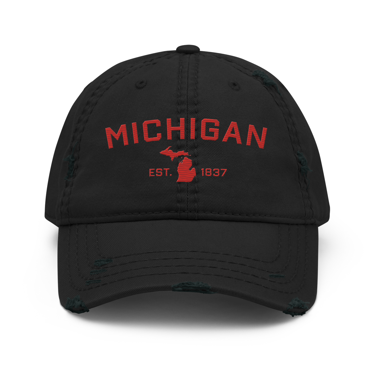 'Michigan EST. 1837' Distressed Dad Hat (Athletic Font) | Aliform Red