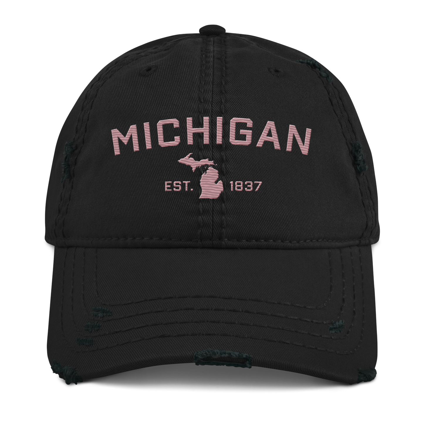 'Michigan EST. 1837' Distressed Dad Hat (Athletic Font) | Cherry Blossom Pink