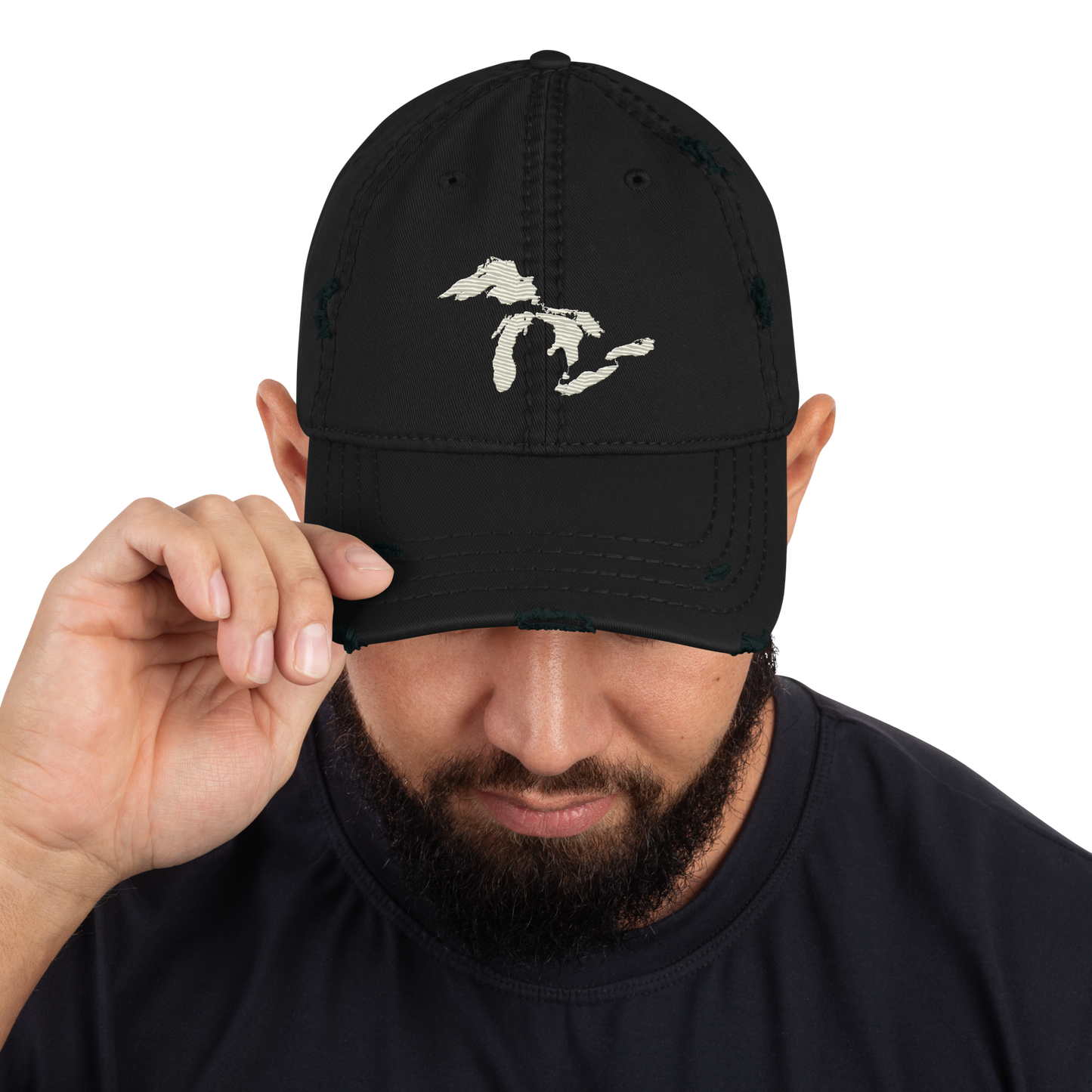 Great Lakes Distressed Dad Hat (Ivory White)