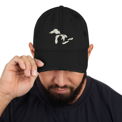 Great Lakes Distressed Dad Hat (Ivory White)