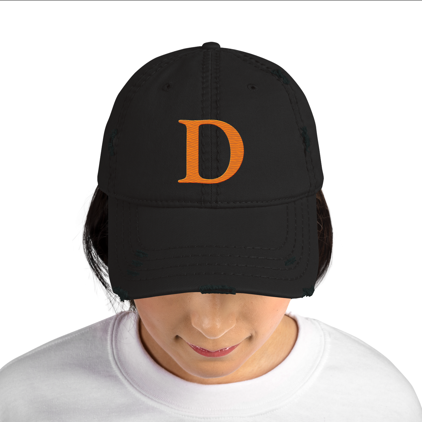 Detroit 'Old French D' Distressed Dad Hat | Orange