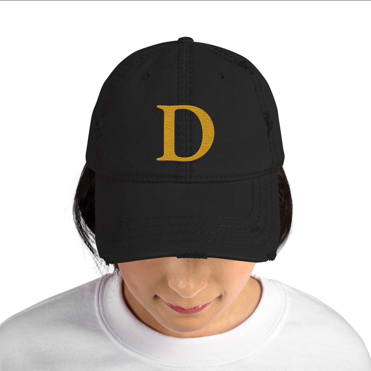 Detroit 'Old French D' Distressed Dad Hat | Gold