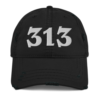 Detroit '313' Distressed Dad Hat (Angry Font)