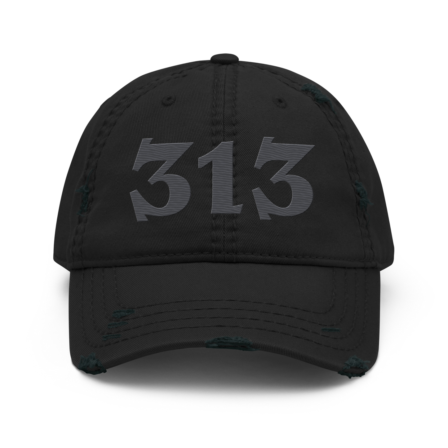 Detroit '313' Distressed Dad Hat (Angry Font) | Iron Ore Grey