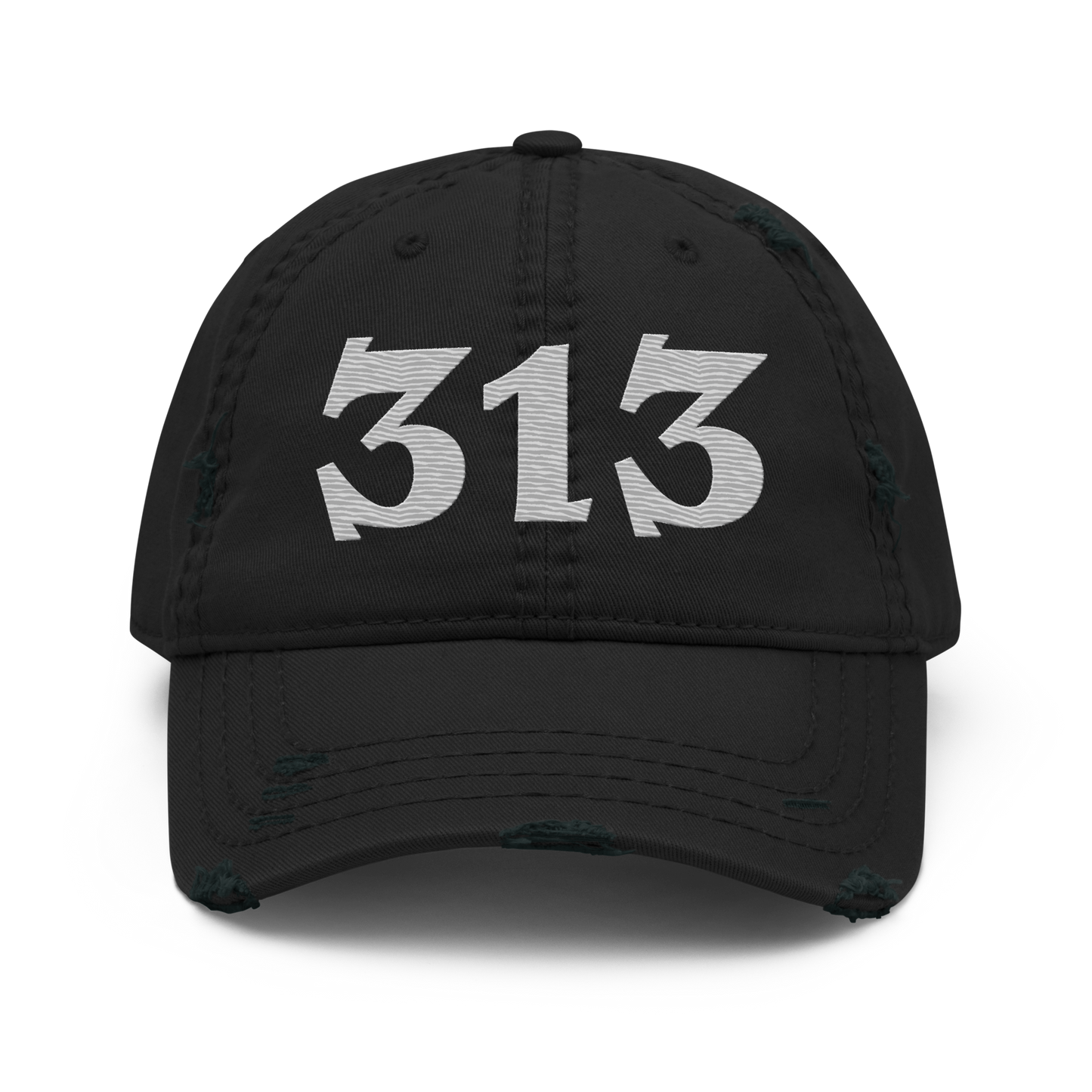 Detroit '313' Distressed Dad Hat (Angry Font) | Platinum